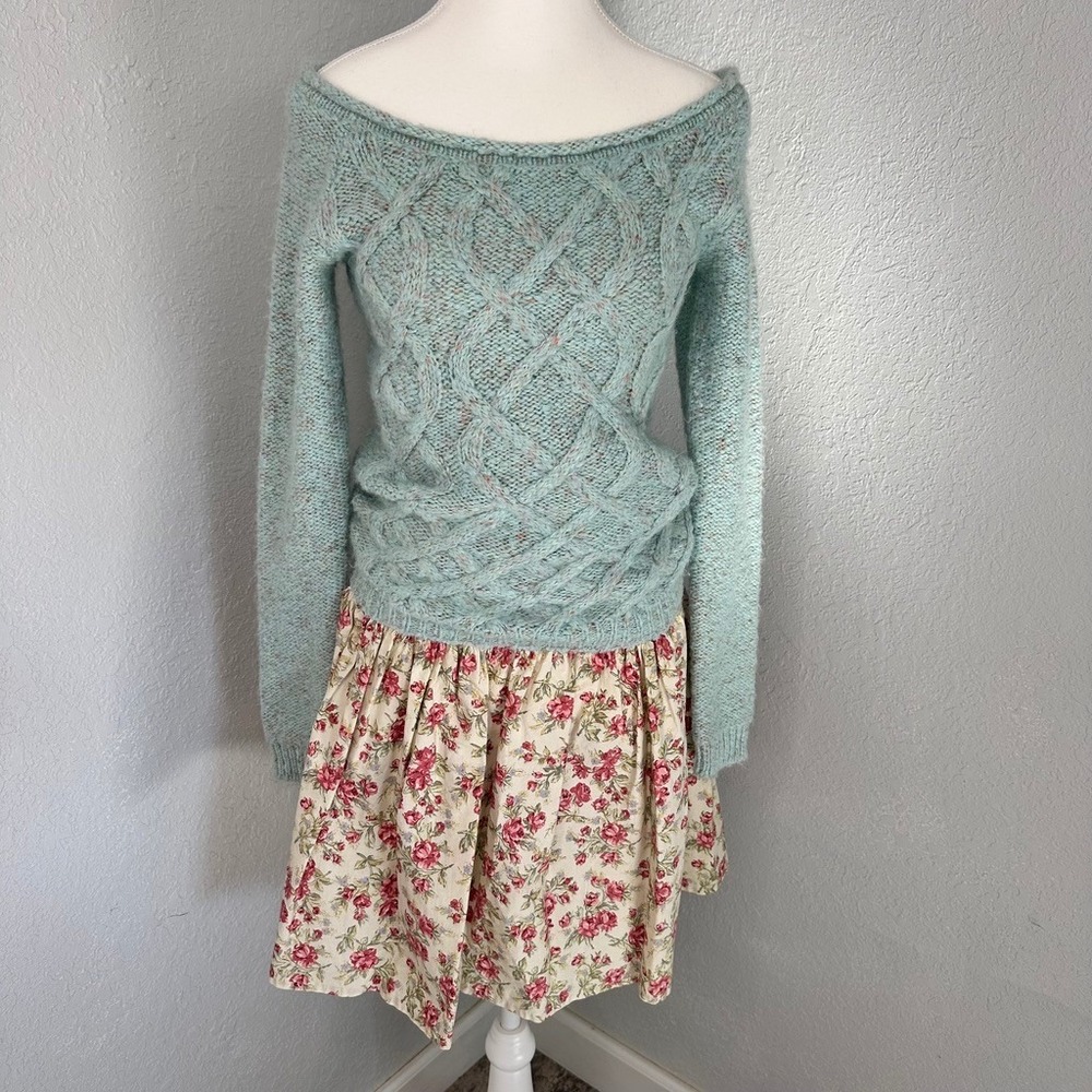 Custom Cottagecore Floral Mohair Knit Dress - One of a Kind womens‎ size medium